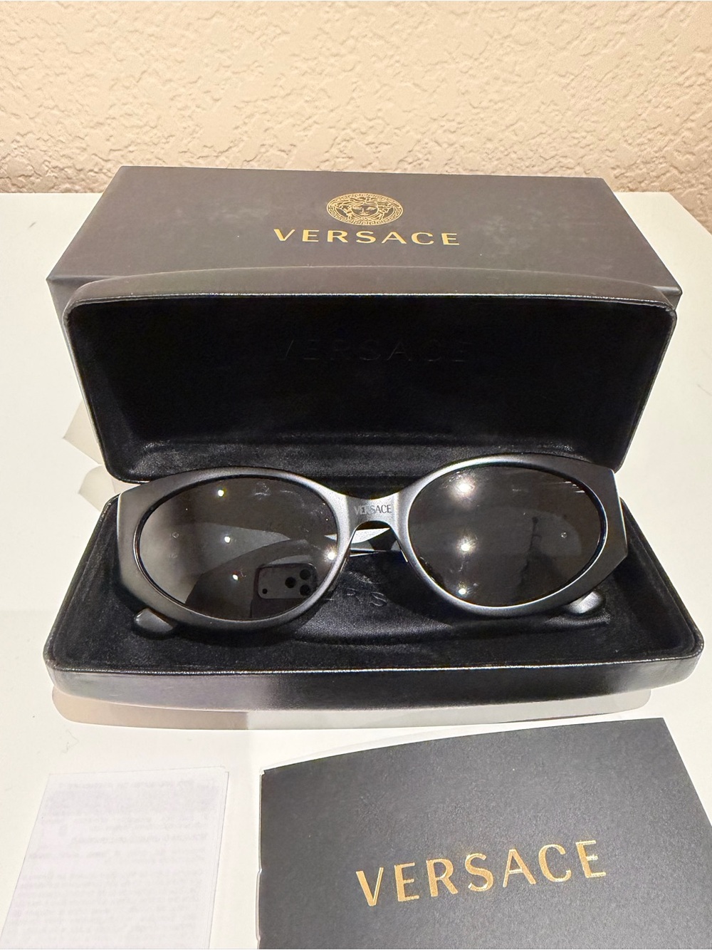 Versace Black Frame Sunglasses with Black Lenses
